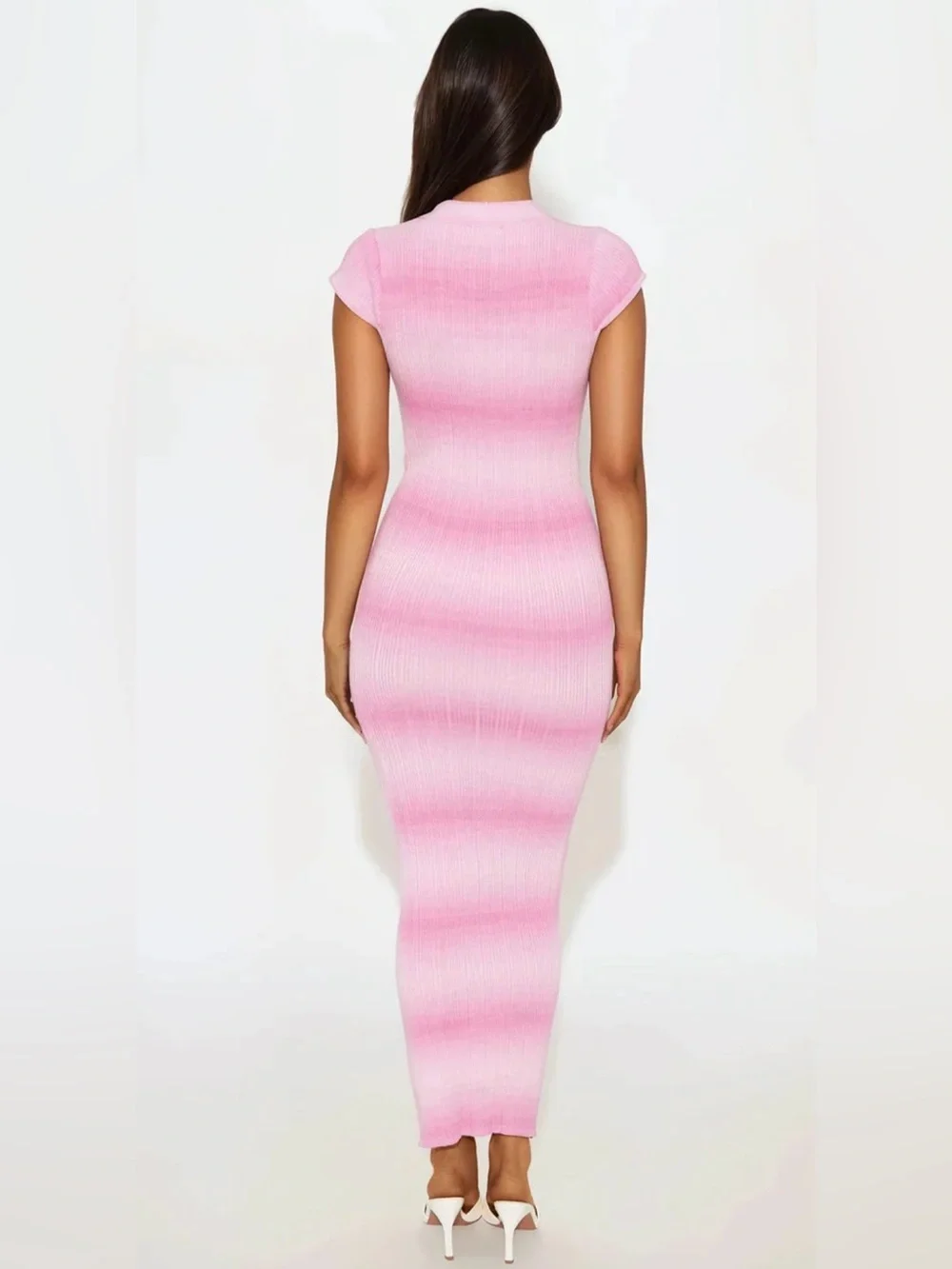 Fashion Nova - Pink Ombre Ribbed Midi Dress - Picture 2 of 2
